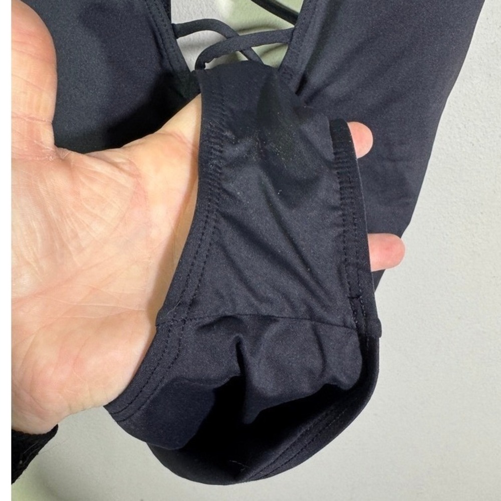 La Blanca Black Lace Up Plunge One Piece Swimsuit Size 8 Strappy Back Resort - Picture 6 of 11